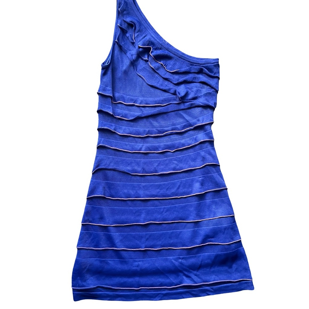 NWT Guess One-Shoulder Royal Blue Ruffle Bandage Dress XS
